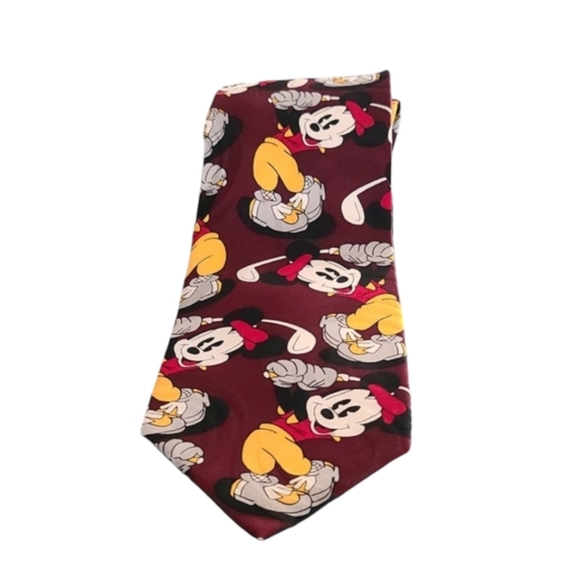 Vintage Cervantes Disney Mickey Mouse Silk Suit Tie Golfing Golfer Golf - Picture 3 of 12